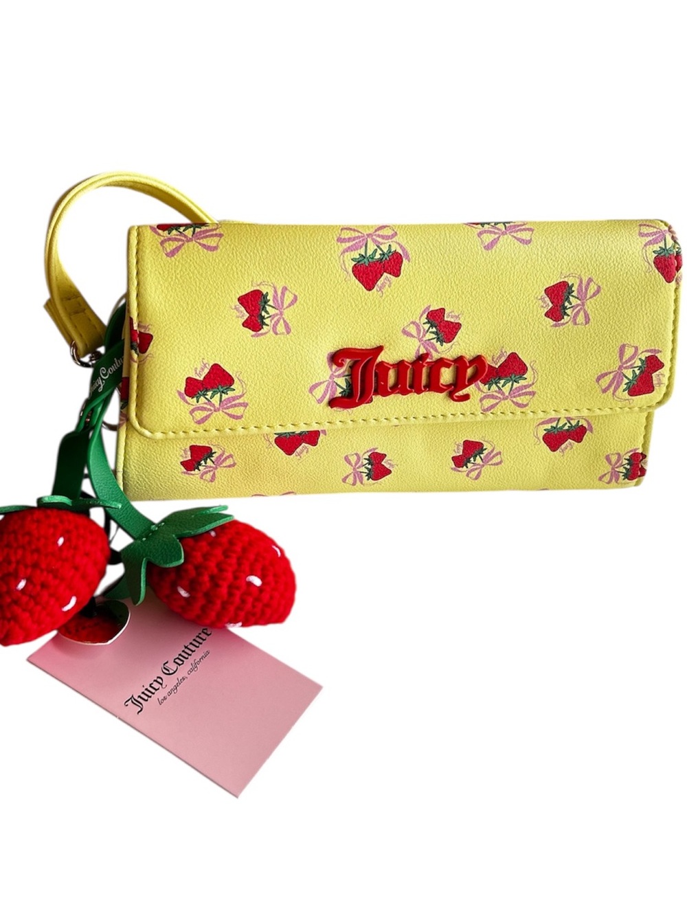 Juicy Couture Yellow Strawberry Charm Crossbody Bag